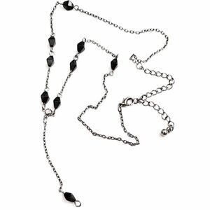 Vintage Elegant Silver Plated Black Beads Drop Gothic Pendant Clavicle Necklace